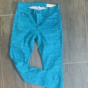 RAG & BONE PRINTED BRIGHT BLUE PANTS SIZE 28